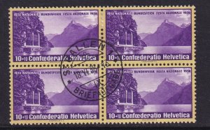 Switzerland  #B90 used 1970 Pro Patria Chapel Lake  block of 4