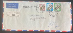 1979 Sanaa Yemen Airmail Registered cover To San Francisco cA USA