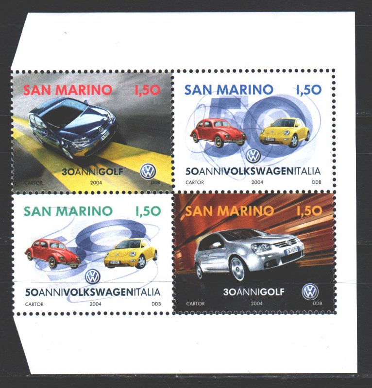 San Marino. 2004. Quart 2154-57. Cars. MNH. 