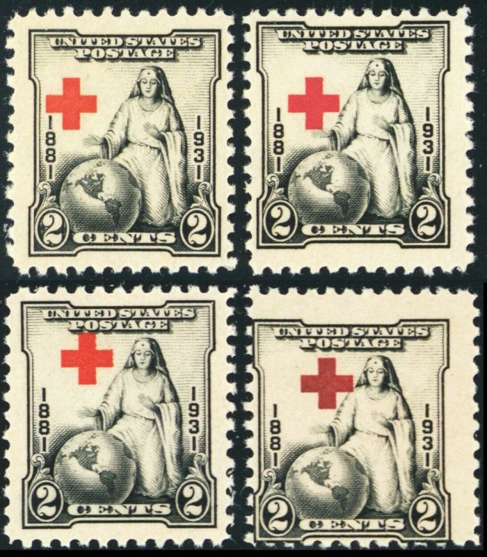 702, Red Cross Shifted In All Four Positions Mint NH - Stuart Katz