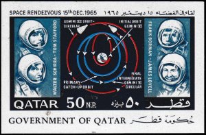 Qatar 1966 Scott 121B Space Sheet American Astronauts New Currency VF/HN/(**)