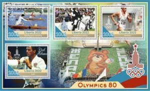 Stamps. Olympic Games 1980 in Moscow 2022 year 1+1 sheets perf Liberia