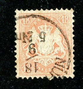 `1870 Bavaria  Sc #30 used cv.$16 ( 1928 WX )