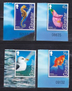 GIBRALTAR - 2001 EUROPA WATER/ FISH / BIRD 4V MNH