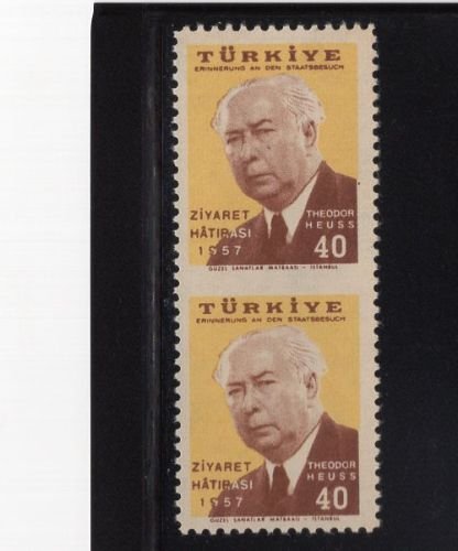 Turkey 1957 Germany Heuss Error Pair Part Imperf Nice Offset MNH