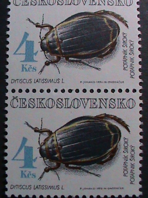 ​CZECHOSLOVAKIA-1992 SC#2866 DYTISCUS LATISSIMUS INSET MNH BLOCK OF 4 -VF