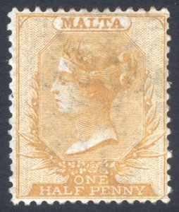 Malta 1875 1/2d Yellow Buff SG 10 Scott 3 LMM/MLH Cat £85($120)