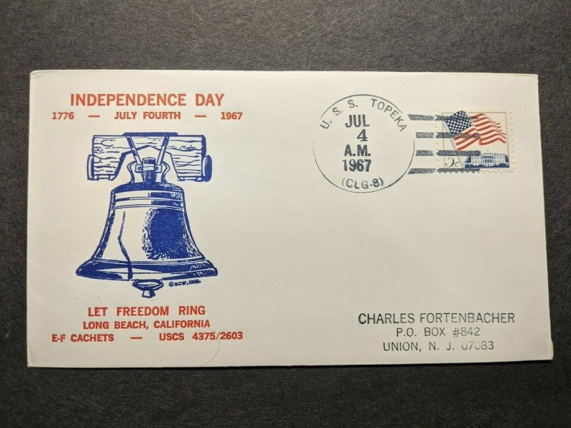 USS TOPEKA CLG-8 Naval Cover 1967 INDEPENDENCE DAY Cachet