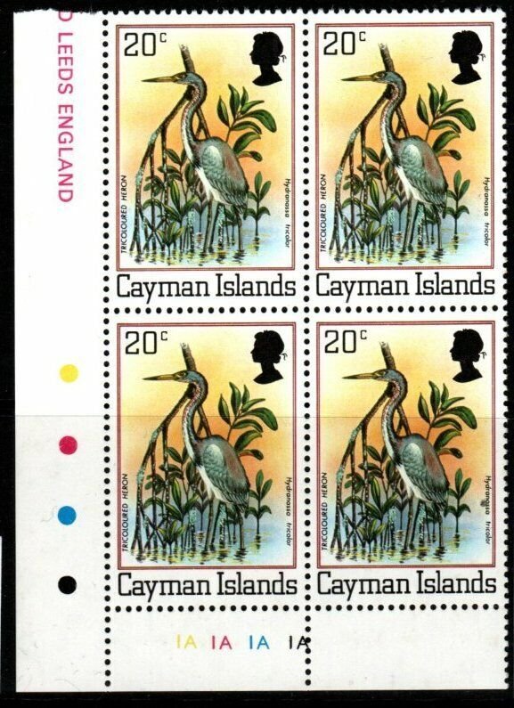 CAYMAN ISLANDS SG519A 1980 20c FLORA & FAUNA BLOCK OF 4 MNH