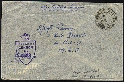 PALESTINE 1944 Br Forces censor cover FPO 121.............................98240W