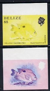 Belize 1984-88 Damselfish $5 def imperf progressive margi...