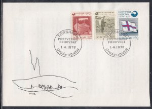 Faroe Islands Scott 21-3 FDC -  Postal Service