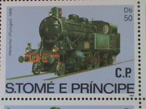 ​ST,THOMAS-SC#688 HENSCHEL-PORTUGAL LOCOMOTIVE TRAIN MNH-SHEET VF-LAST ONE