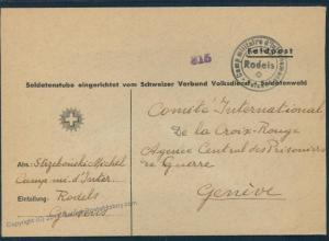 Switzerland WWII Internee Camp Rodels Prisoner Cover 53927