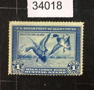 MOMEN: US STAMPS #RW1 MINT OG NH LOT #34018