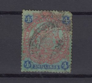 Rhodesia BSAC QV 1896 4/- Red Blue Fine Used BP9798