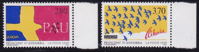 Andorra French 1995 Europa (2) Peace & Freedom Doves VF/NH(**)