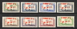 Lebanon Scott 189-96 Unused HOG - 1946 Flags and Soldiers O/Ps - SCV $35.00