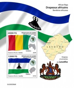 Guinea - 2020 African Flags, Lesotho - 2 Stamp Souvenir Sheet - GU200258d8