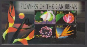 St Vincent Grenadines Bequia 366 Flowers Souvenir Sheet MNH VF