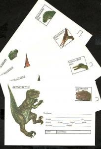 Romania, 1994 issue. #034-037/94. Dinosaur Postal Envelopes.