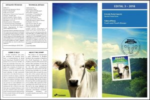 3375 BRAZIL 2018 FOOTH-AND-MOUTH DISEASE, VACCINATION NELLORE OX, MNH + BROCHURE