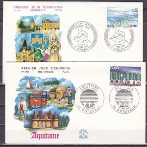France, Scott cat. 1440-1441. Regions of France issue. 2 First day covers. ^