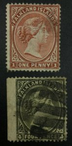 MOMEN: FALKLAND ISLANDS SG #5-6 1882 USED £285 LOT #62111