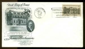 1081 WHEATLAND FDC UNOFFICIAL SLOGAN CANCEL 1st JAMES BUCHANA FOUND  UNADDRESSED