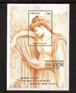 Grenada 1999 - Von Goethe - Souvenir Stamp Sheet - Scott #2860 - MNH