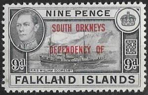 Falkland  Dependencies # 4L7  KGVI  South Orkneys  9d.  (1)  Mint NH