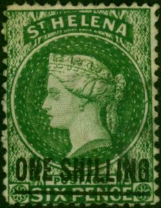 St Helena 1876 1s Deep Green SG26 Type C P.14 x 12.5 Fine Used (2)