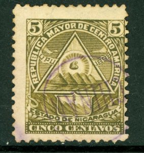 Nicaragua 1898 Seebeck Coat of Arms 5¢ Unwmk VFU B638