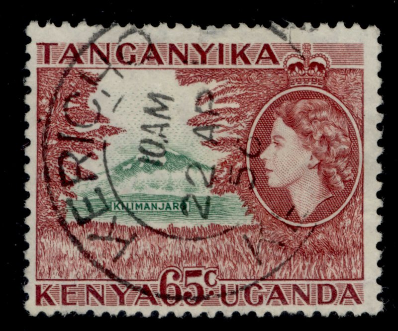 KENYA UGANDA TANGANYIKA QEII SG174, 65c bluish-green & brown-purple, FINE USED.