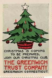 Great Christmas Tree, Greenwich, Connecticut, Large US Poster Stamp. C1930's