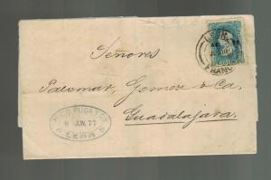 1877 Leon to Guadalajara Mexico Letter Cover Rico Puga