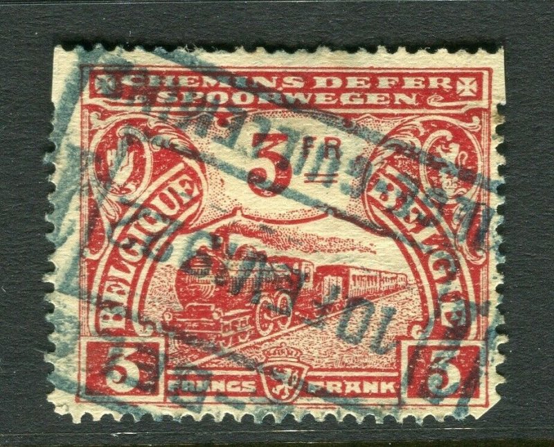  BELGIUM; 1920 early Railway Parcel Stamp fine used 3Fr. value