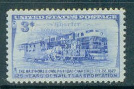 1006 3c B & O Railroad Fine MNH