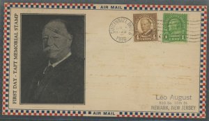 US 685 (1930) 4c Howard Taft memorial issue(single) on an addressed(handstamp) first day cover with a Roessler cachet