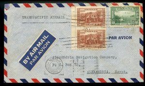 ? TransPacific Air Mail to EGYPT Censored w/ backstamps 1941 cover Canada