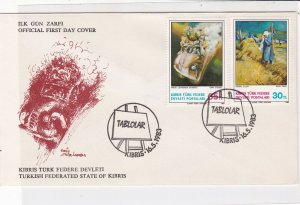 Turkish Federated Cyprus 1983 Tablolar Easel Slogans FDC Stamps Cover Ref 23653