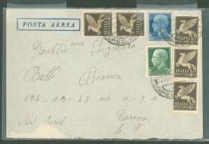 Italy  1940 Airmail cover to US, 4 lire rate