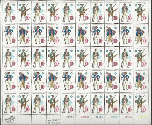 Military Uniforms Sheet of Fifty 10 Cent Postage Stamps Scott 1565-68