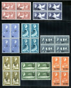 SOUTH GEORGIA  SCOTT#17/30 DECIMAL OVERPRINTS SET OF BLOCKS  MINT NEVER HINGED