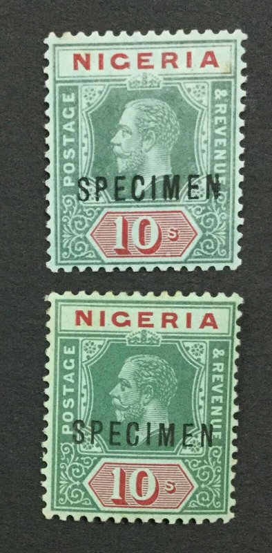 MOMEN: NIGERIA SG #11s,11as MULT CROWN CA SPECIMEN MINT OG H LOT #191692-539