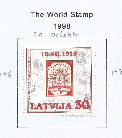 LATVIA - 1998 - The World Stamp - Perf Single Stamp - Mint Lightly Hinged