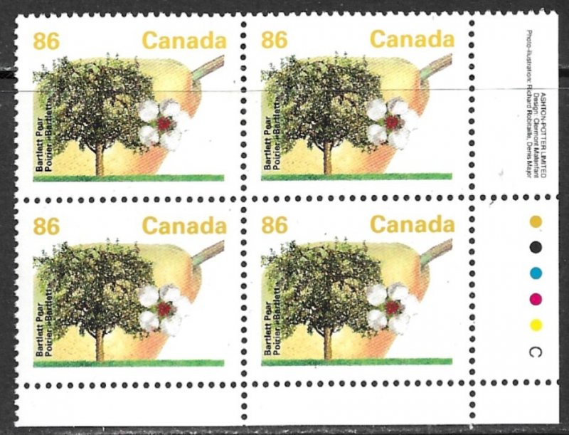 CANADA 1992 86c Fruit Trees Plate Block Sc 1372 MNH