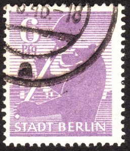 1945, Germany, Allied Occupation of Berlin 6pfg, Used, Sc 11N2