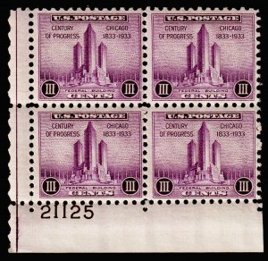 United States Scott 729 Plate Block of 4 (1933) Mint NH VF A