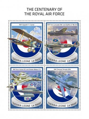 SIERRA LEONE - 2018 - Royal Air Force - Perf 4v Sheet - MNH